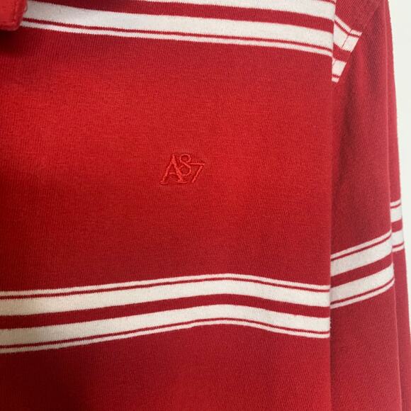 Red Striped Long Sleeve Polo Shirt Sz Large - Picture 3 of 4